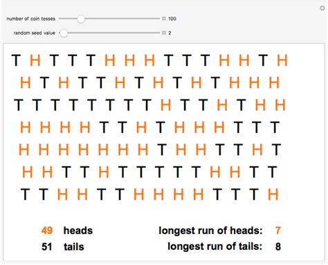 heads or tails probability generator.